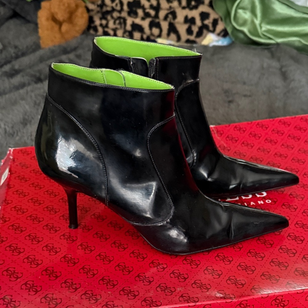 Steve Madden Black Heeled Boots with Green Interior